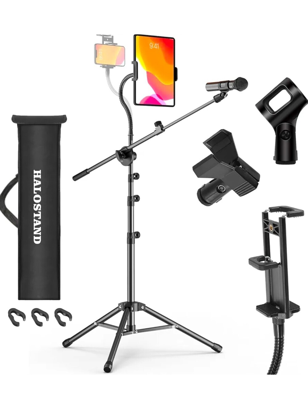 Halostand Microphone Stand with Phone Clip
